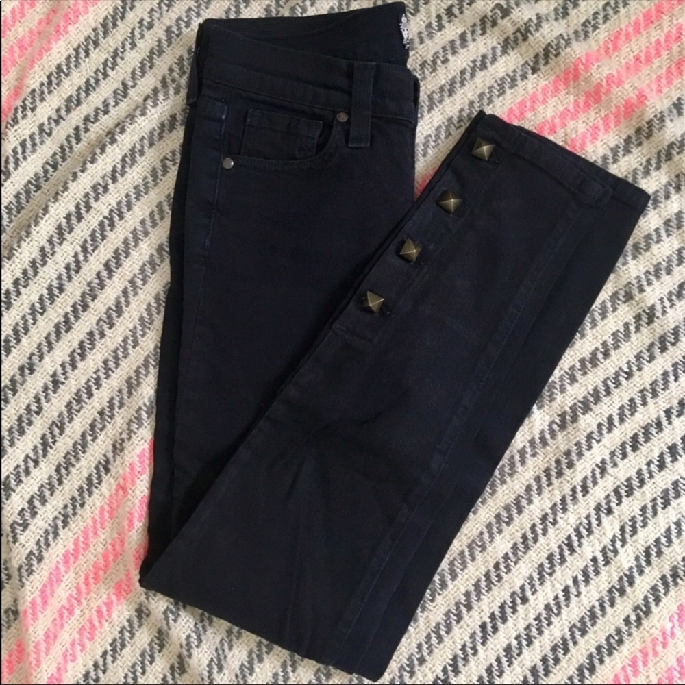 Anlo Low-rise Black Skinny Studded Jeans Size 25 - Picture 2 of 6